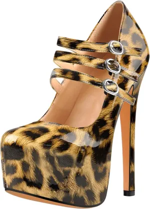 richealnini Mary Jane Pumps for Women Sexy Stiletto Heel Platform Ankle Buckle Strappy High Heels