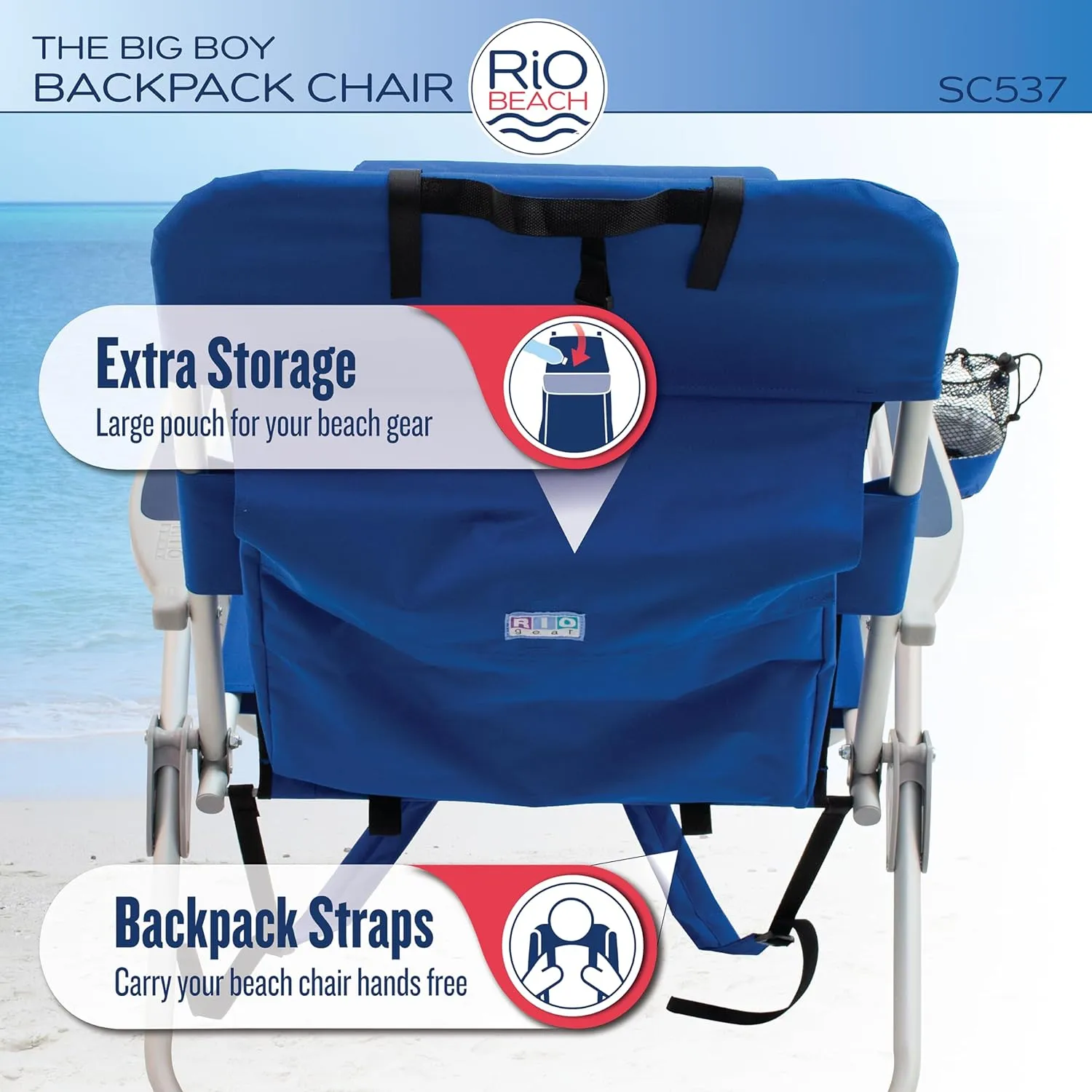 RIO beach Big Boy 4-Position 13" High Seat Backpack Beach or Camping Folding Chair, Turquoise