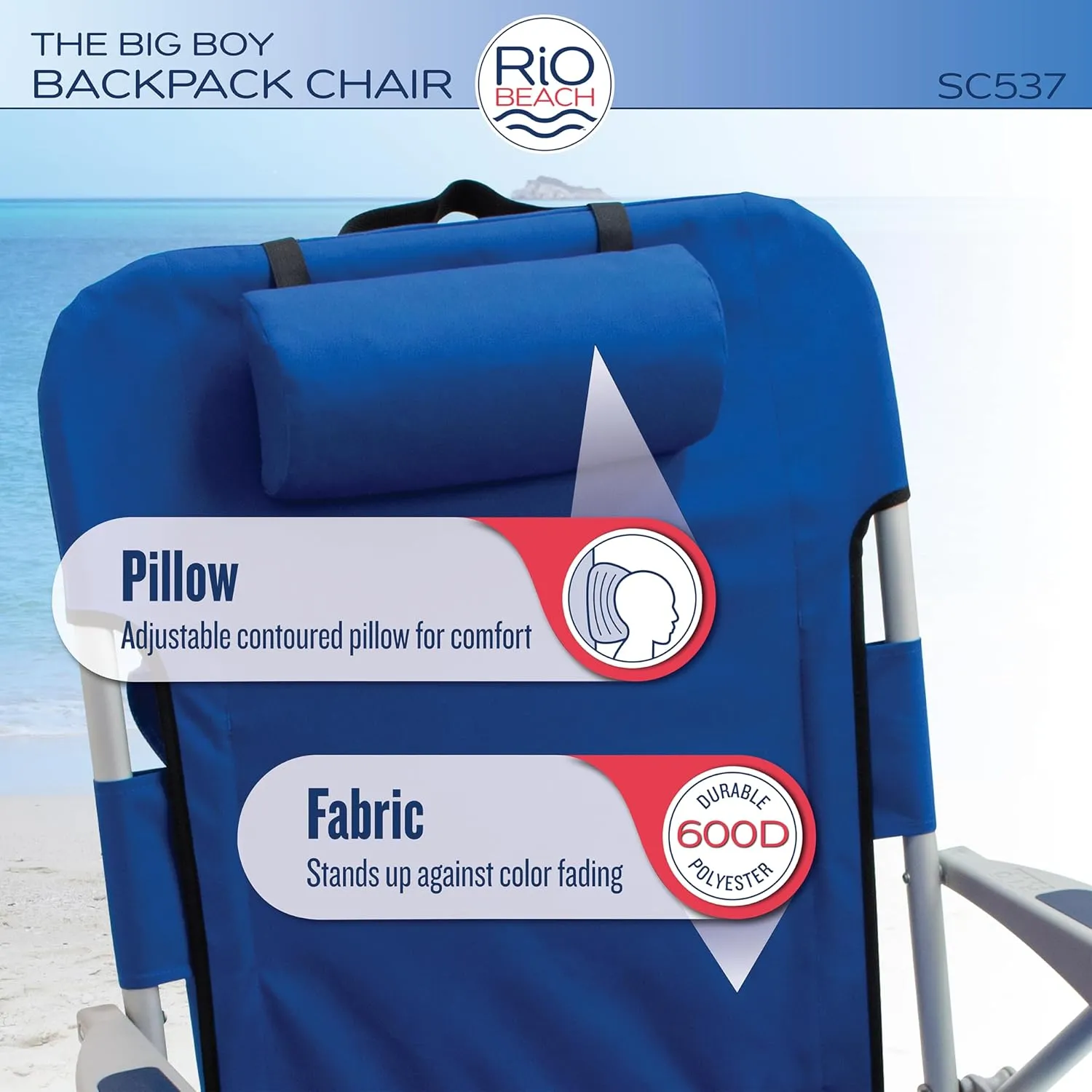 RIO beach Big Boy Folding 13 Inch High Seat Backpack Beach or Camping Chair, Aluminum, Green/Blue Stripe