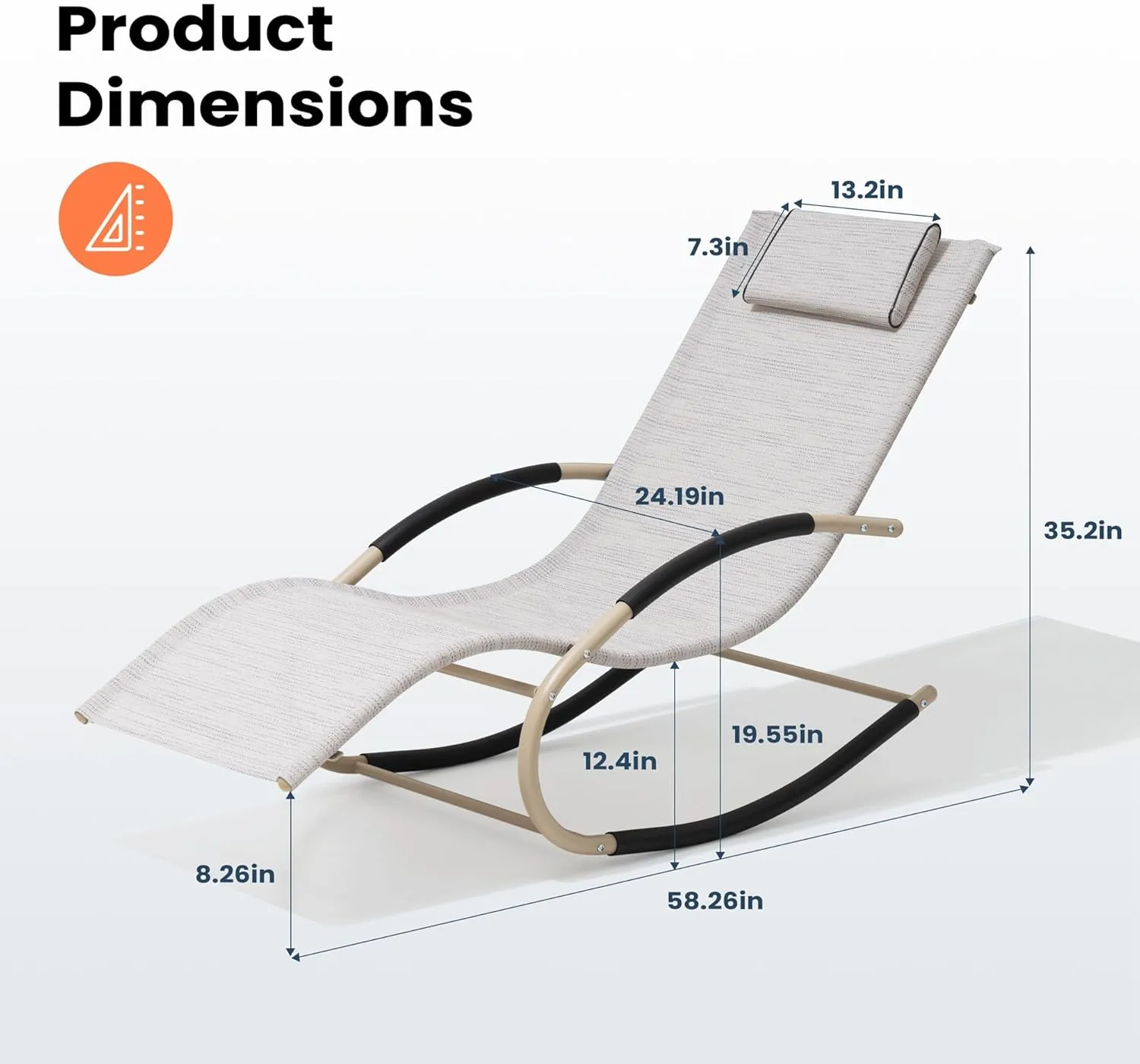 Rocking Outdoor Lounger Chair Chaise Lounge Zero Gravity Rocker - Patio Lounge Chair Rocking Sunlonger for Sunbathing, Napping for Patio, Garden, Living Room