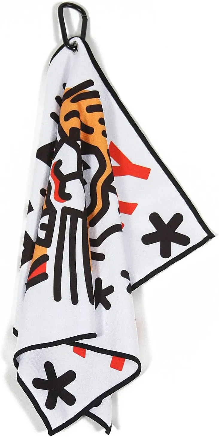 RokFit Gym & Golf Towel – Multi-Use, Quick-Dry, Durable Utility Towel with Bold Graphic and Carabiner Clip (Stay Hungry)