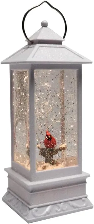 Roman 11" Lighted Swirl Cardinal in White Lantern, Confetti Lite, Christmas Decoration, USB or Battery Operated, Holiday Accent or Gift