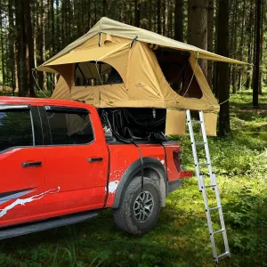 Rooftop Tent Hard Shell for SUV, Jeep, Truck-800D Waterproof, Quick-Setup Design with Telescopic Ladder & LED Lighting for 2-3 Person,Overland Tent for Camping