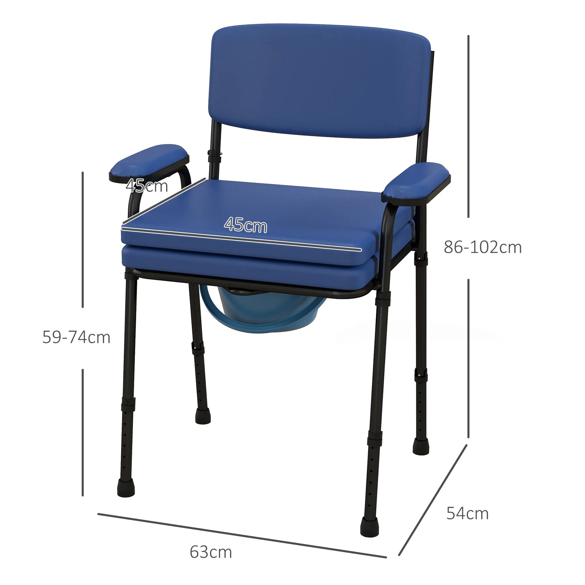 Rootz Adjustable Toilet Chair - Shower Chair - Comfort Chair - Personalized Height - 63L x 54W x 86-102H cm