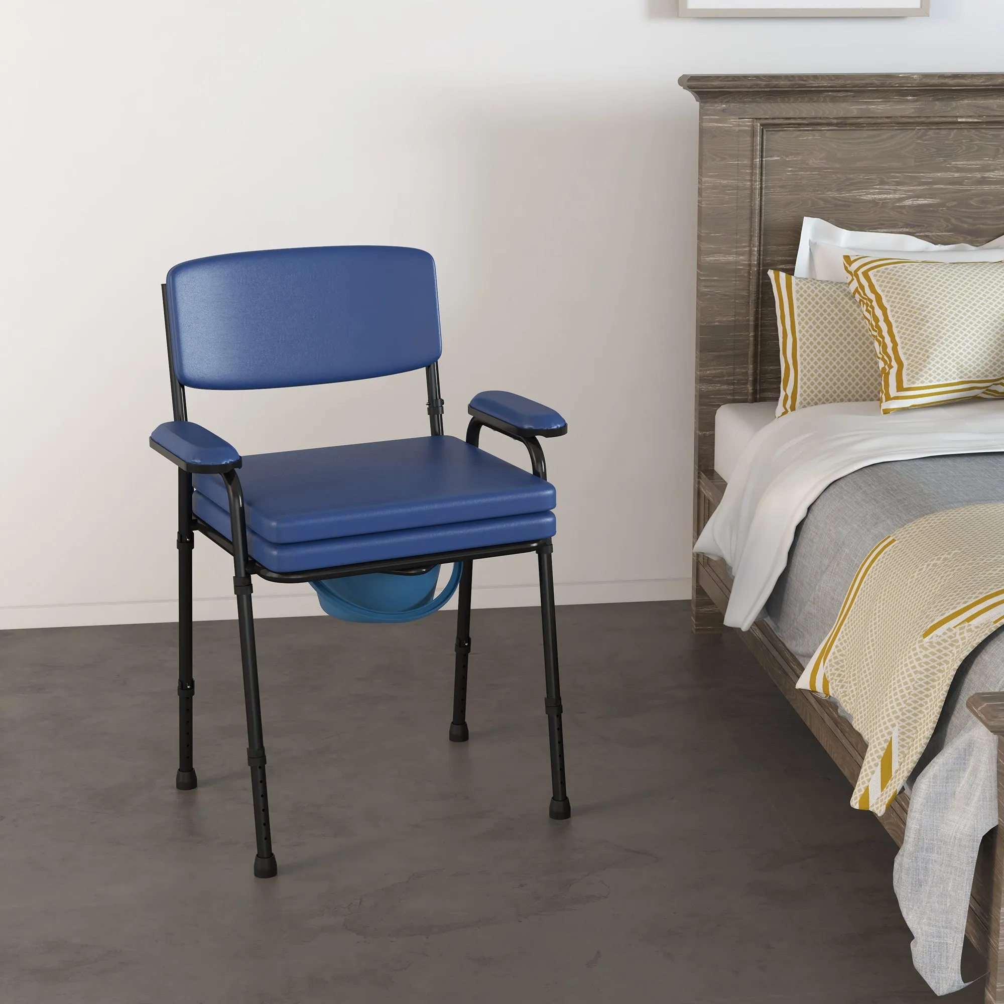 Rootz Adjustable Toilet Chair - Shower Chair - Comfort Chair - Personalized Height - 63L x 54W x 86-102H cm