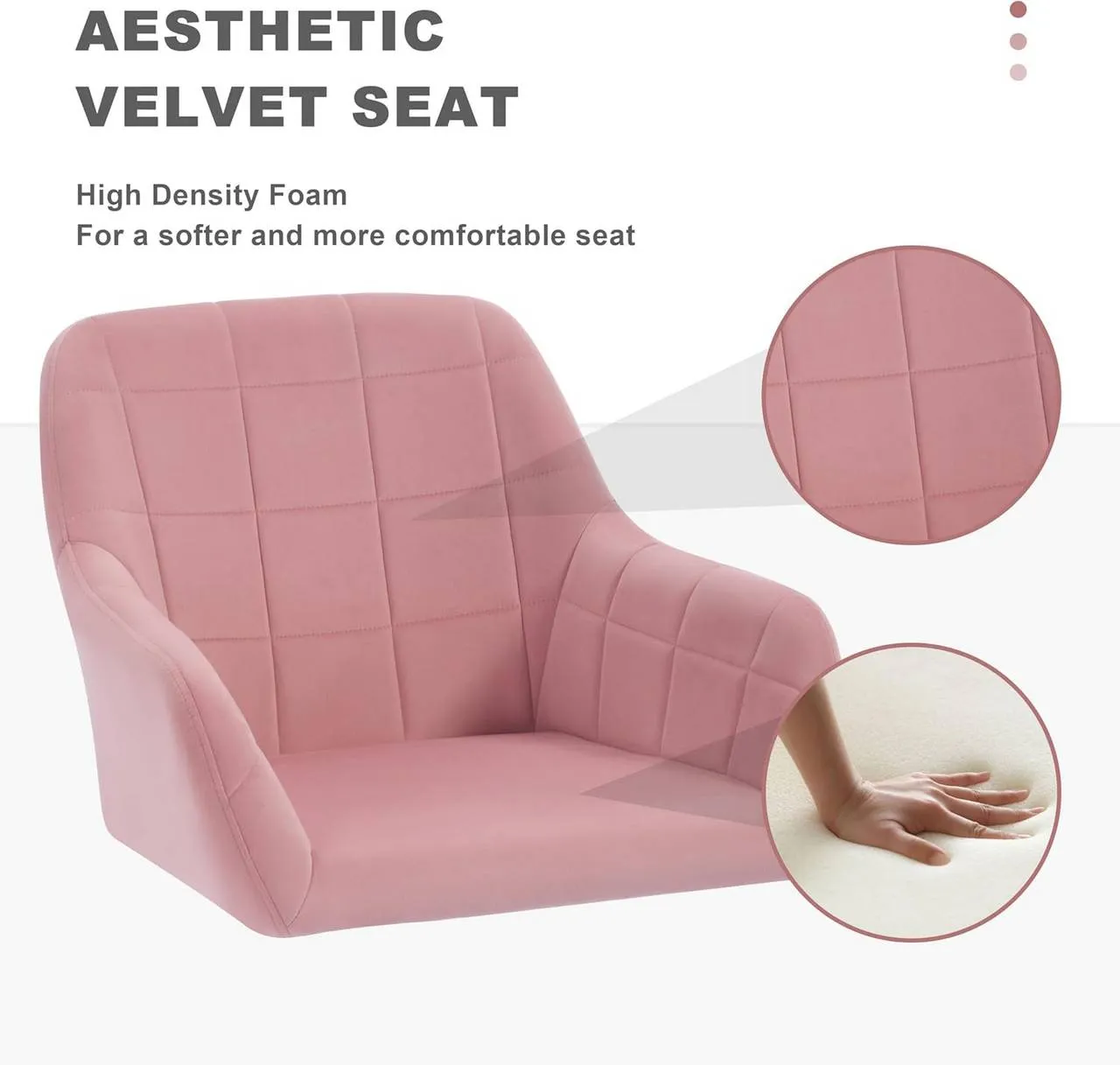 Rootz Office Chair - Ergonomic Desk Chair - Swivel Chair - High-Density Foam - Velvet - Height Adjustable - 58cm x (77-85cm) x 60.5cm