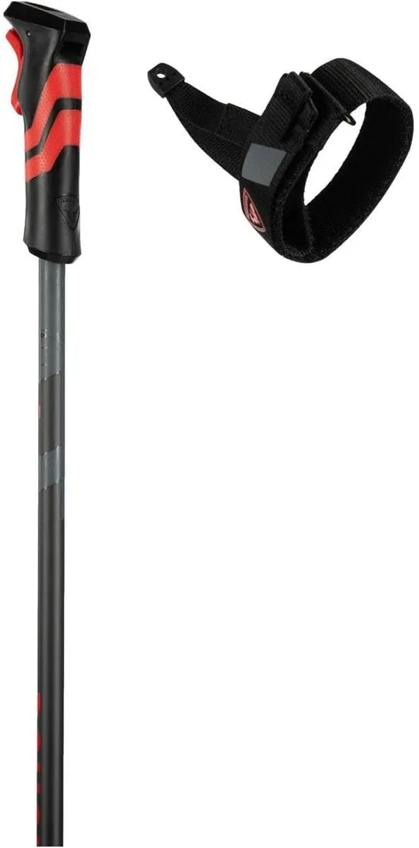 Rossignol Unisex Adults Tactic Carbon Clip Lightweight Ergonomic All-Mountain On-Piste Off-Piste Alpine Ski Poles with R-Clip Quick-Release Strap System | Downhill Skiing, Winter Sports