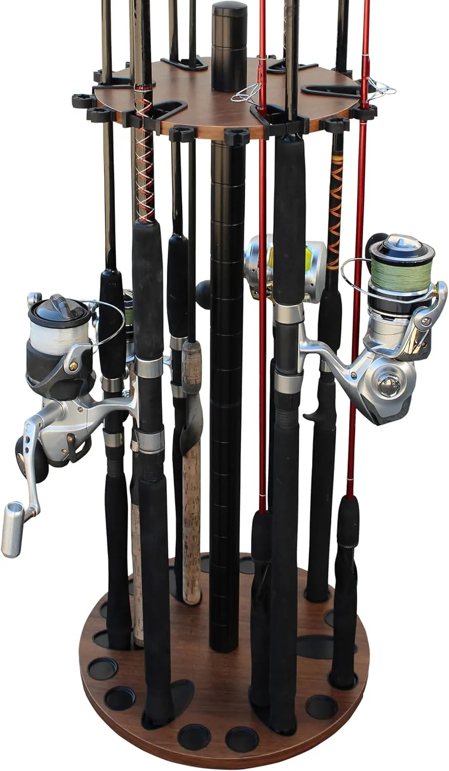 Rush Creek Creations 24 Round Fishing Rod Rack with 6" Extension Post - Fishing Pole Holder and Storage