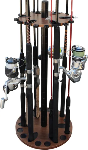 Rush Creek Creations 24 Round Fishing Rod Rack with 6" Extension Post - Fishing Pole Holder and Storage