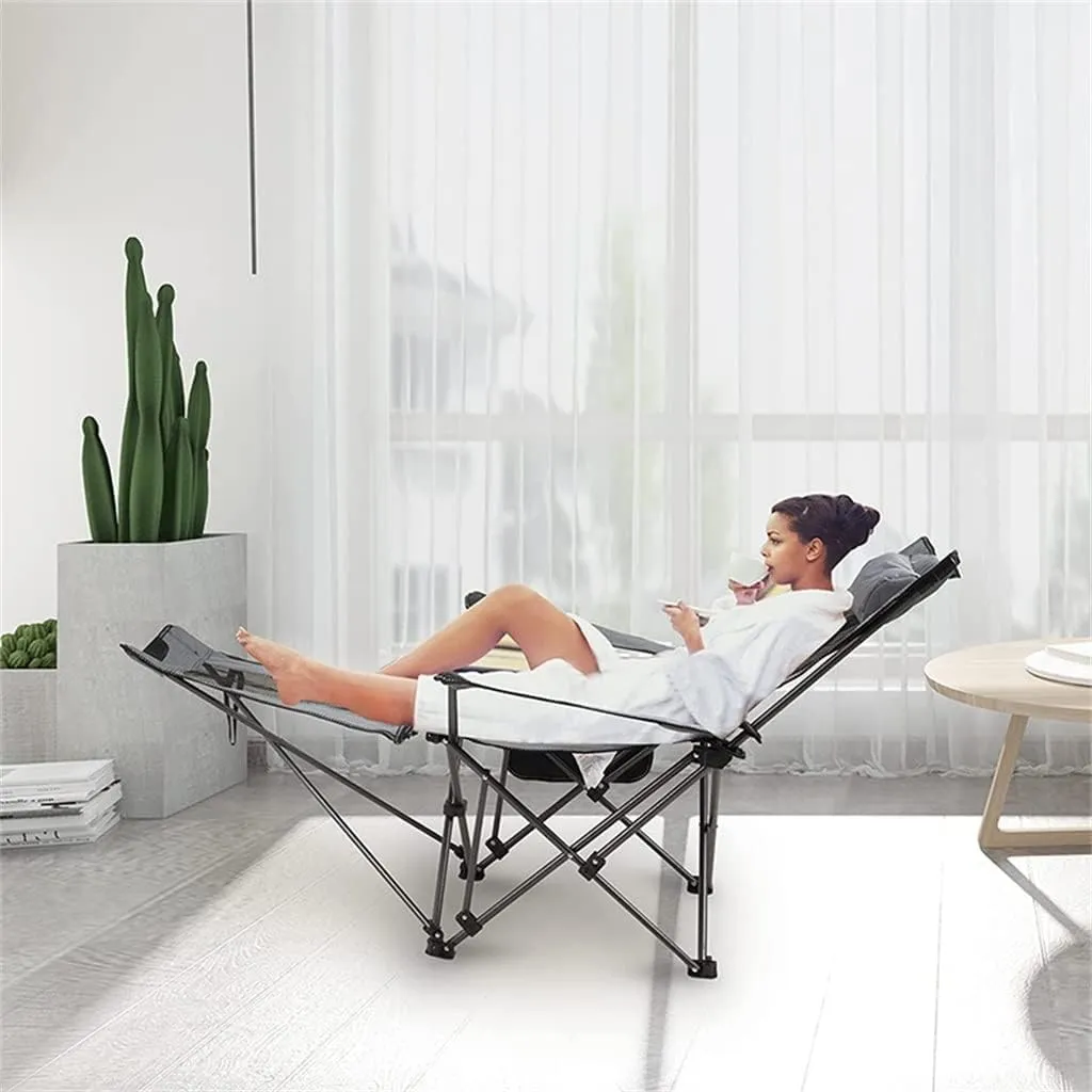 RUVOO Camping Chair Folding Chairs Lawn Chairs Folding Recliner Chair Camping Folding Chair Beach Sun Patio Chaise Lounge Chair Pool Lawn Lounger Folding Chair Camp Chair Moon Chair (Color : Grey)
