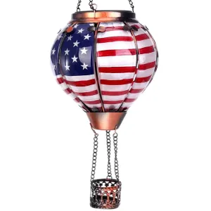 Rynx | Teyigarden Balloon Solar Lantern With Flaming Light, Glass Hanging Garden Lighting Outdoor Waterproof For Wooden Patio Mother's Day Gift, 18" H Flag
