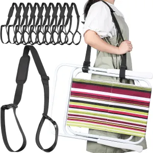 Sanwuta 10 Pcs Adjustable Beach Chair Carry Straps Universal Folding Chair Shoulder Strap for Beaches Camping Scooter Bikes Backpacking Picnics Outdoor