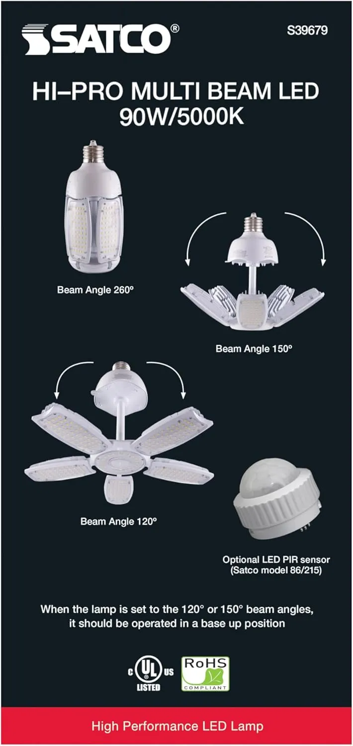 Satco S39750 Hi-Pro Multi-Beam LED Lamp, E26 Base, 30 Watts, 5000K