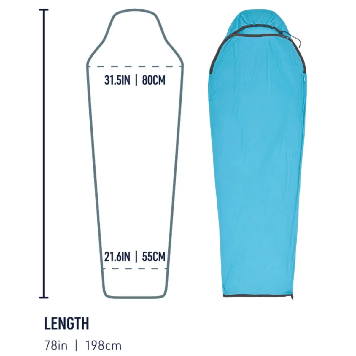 Sea To Summit Breeze Sleeping Bag Liner - Compact Mummy with Drawcord - Blue