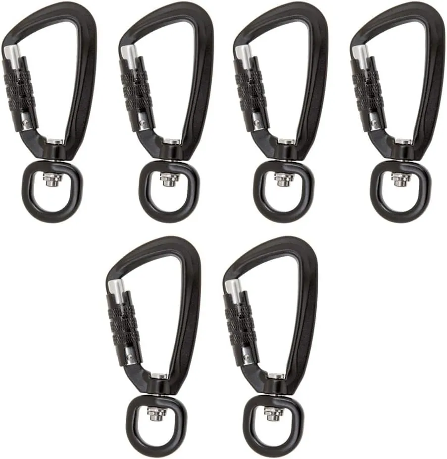 Self Locking Carabiner D-Ring Key Chain Clip Hook Outdoor Hiking Hammock Buckle w/Rotating Ring