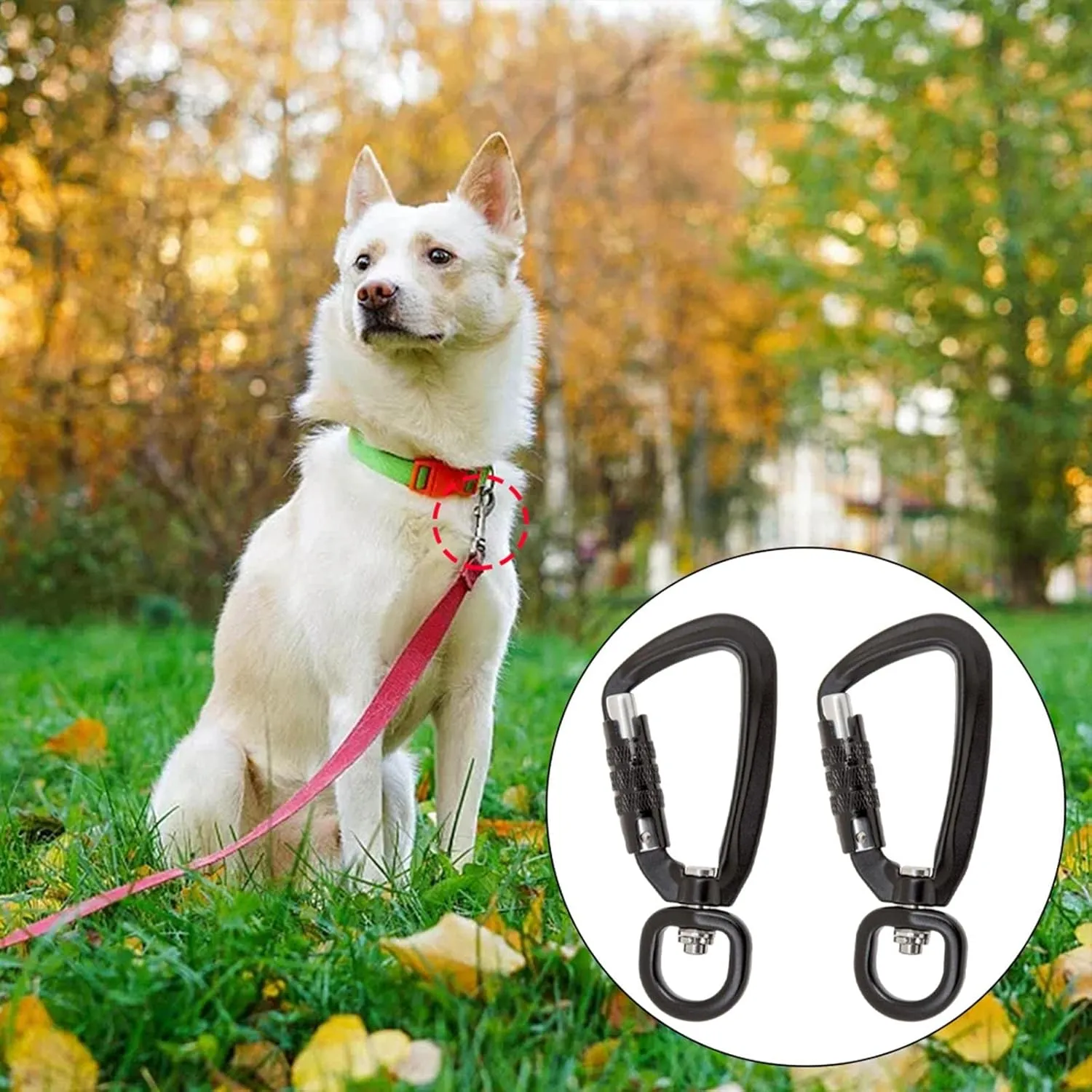 Self Locking Carabiner D-Ring Key Chain Clip Hook Outdoor Hiking Hammock Buckle w/Rotating Ring