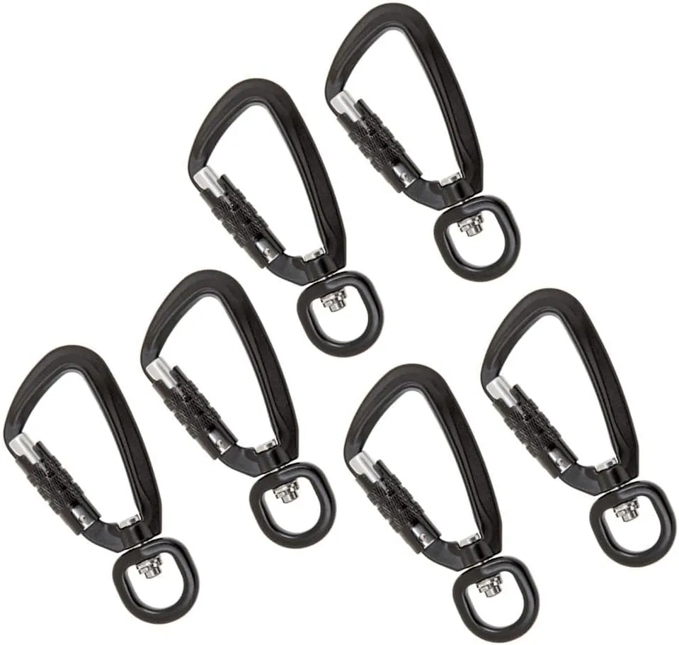 Self Locking Carabiner D-Ring Key Chain Clip Hook Outdoor Hiking Hammock Buckle w/Rotating Ring