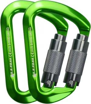 SEPEAK UIAA 30kN Climbing Carabiner Clips, Professional Heavy Duty Twist Locking Carabiners for Climbing,Mountaineering, Rappelling, Camping, Hiking, Swings, Large D Ring Hooks