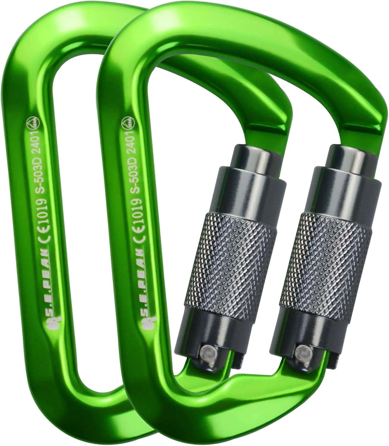 SEPEAK UIAA 30kN Climbing Carabiner Clips, Professional Heavy Duty Twist Locking Carabiners for Climbing,Mountaineering, Rappelling, Camping, Hiking, Swings, Large D Ring Hooks
