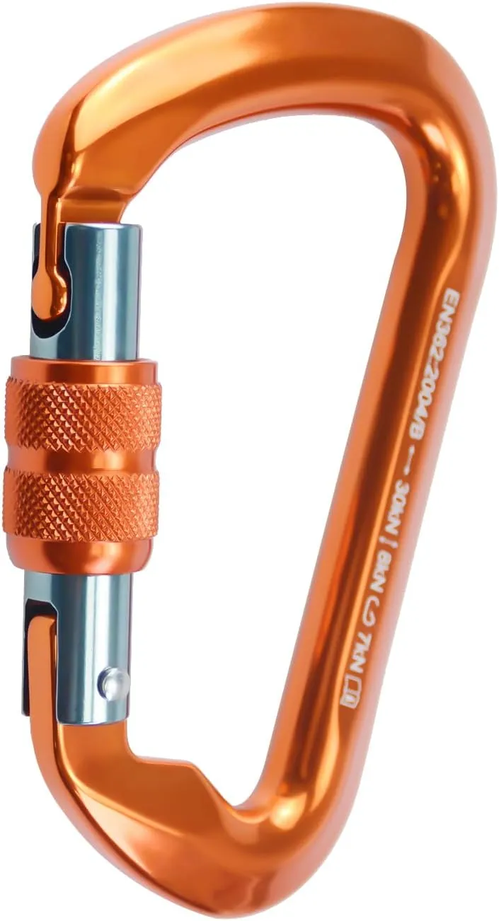 SEPEAK UIAA 30kN Locking Climbing Carabiner, Professional Heavy Duty Screwgate Clip for Outdoor Climbing, Mountaineering, Rappelling, Camping, Hiking, Swing,Large D Carabiner Hook/6744lb