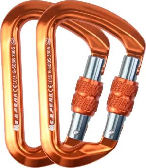 SEPEAK UIAA 30kN Locking Climbing Carabiner, Professional Heavy Duty Screwgate Clip for Outdoor Climbing, Mountaineering, Rappelling, Camping, Hiking, Swing,Large D Carabiner Hook/6744lb