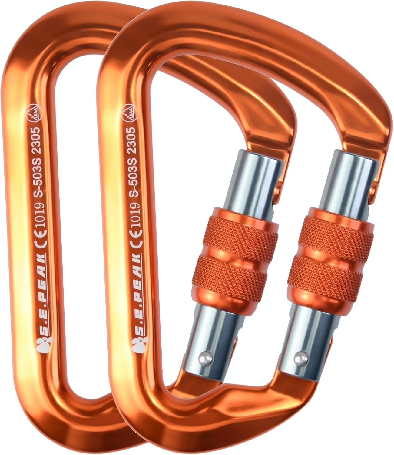 SEPEAK UIAA 30kN Locking Climbing Carabiner, Professional Heavy Duty Screwgate Clip for Outdoor Climbing, Mountaineering, Rappelling, Camping, Hiking, Swing,Large D Carabiner Hook/6744lb