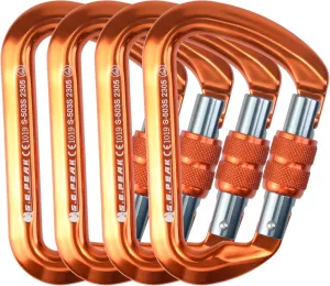 SEPEAK UIAA 30kN Locking Climbing Carabiner, Professional Heavy Duty Screwgate Clip for Outdoor Climbing, Mountaineering, Rappelling, Camping, Hiking, Swing,Large D Carabiner Hook/6744lb