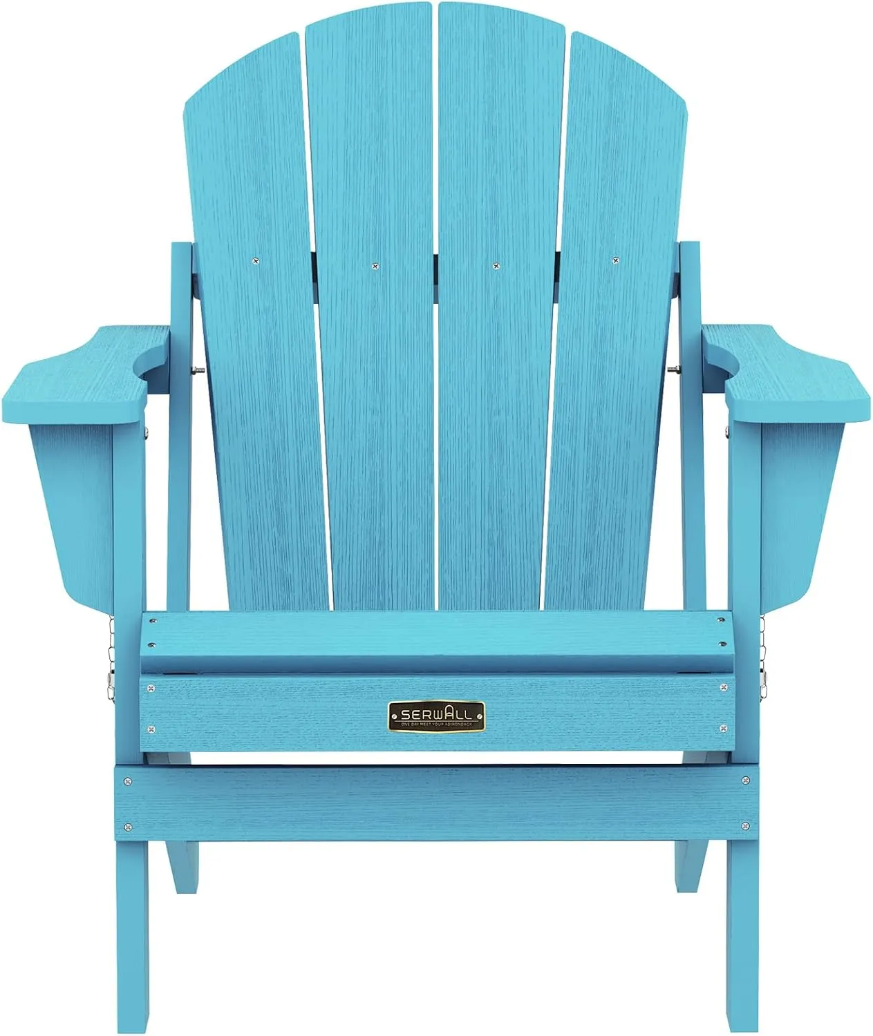 SERWALL Folding Adirondack Chair Weather Resistant Patio Chair Outdoor Chairs Painted Adirondack Chairs Set of 2 - Aruba Blue
