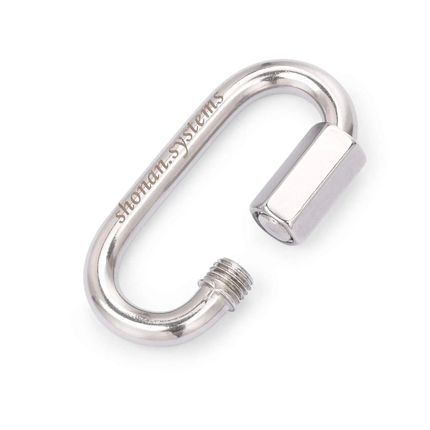 SHONAN 2.3 Inch Stainless Steel Chain Quick Links- 5 Pack 1/4" Locking Carabiners, Chain Hooks, Twist Key Ring Screw Chain Link, 650 Lbs Capacity