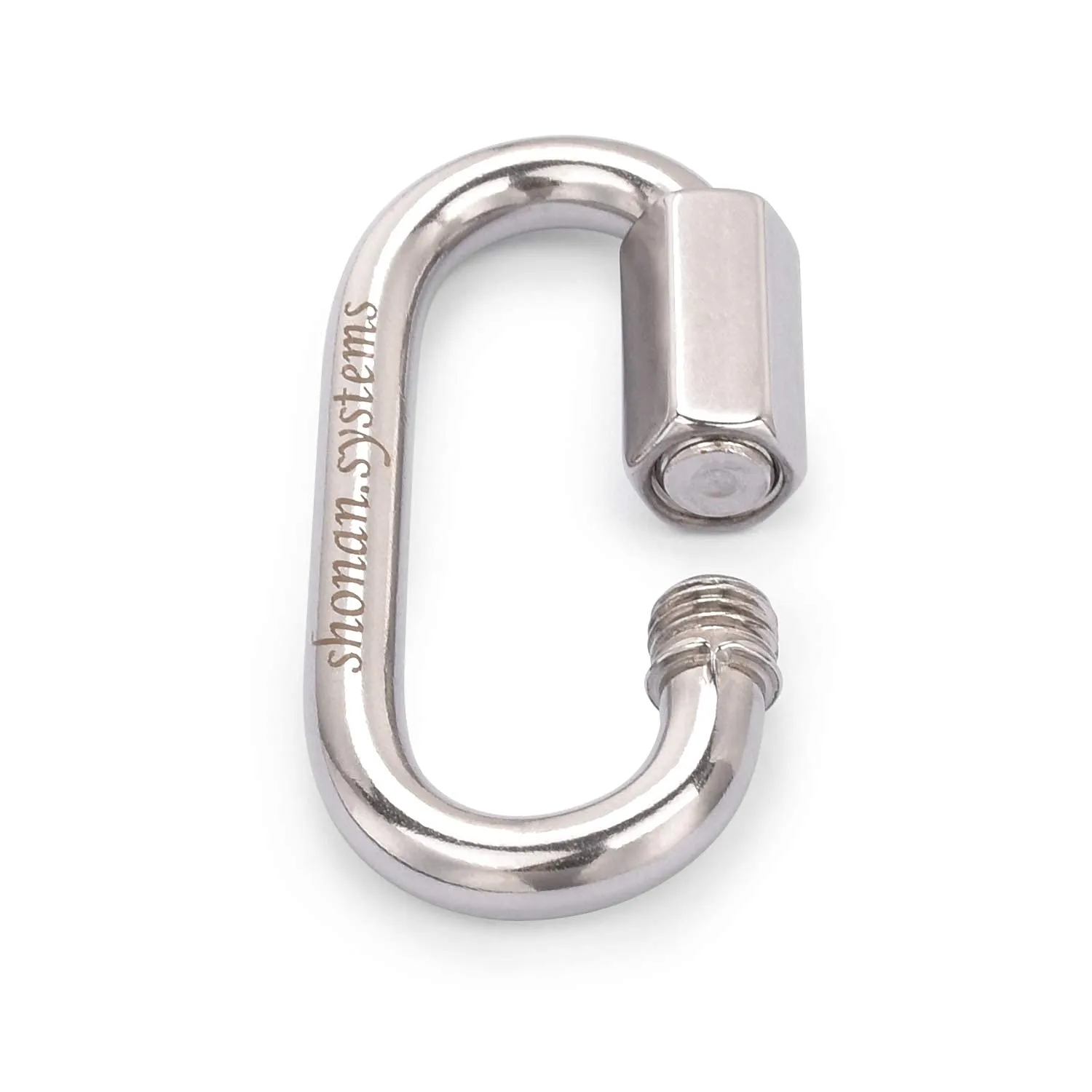 SHONAN 2.3 Inch Stainless Steel Chain Quick Links- 5 Pack 1/4" Locking Carabiners, Chain Hooks, Twist Key Ring Screw Chain Link, 650 Lbs Capacity