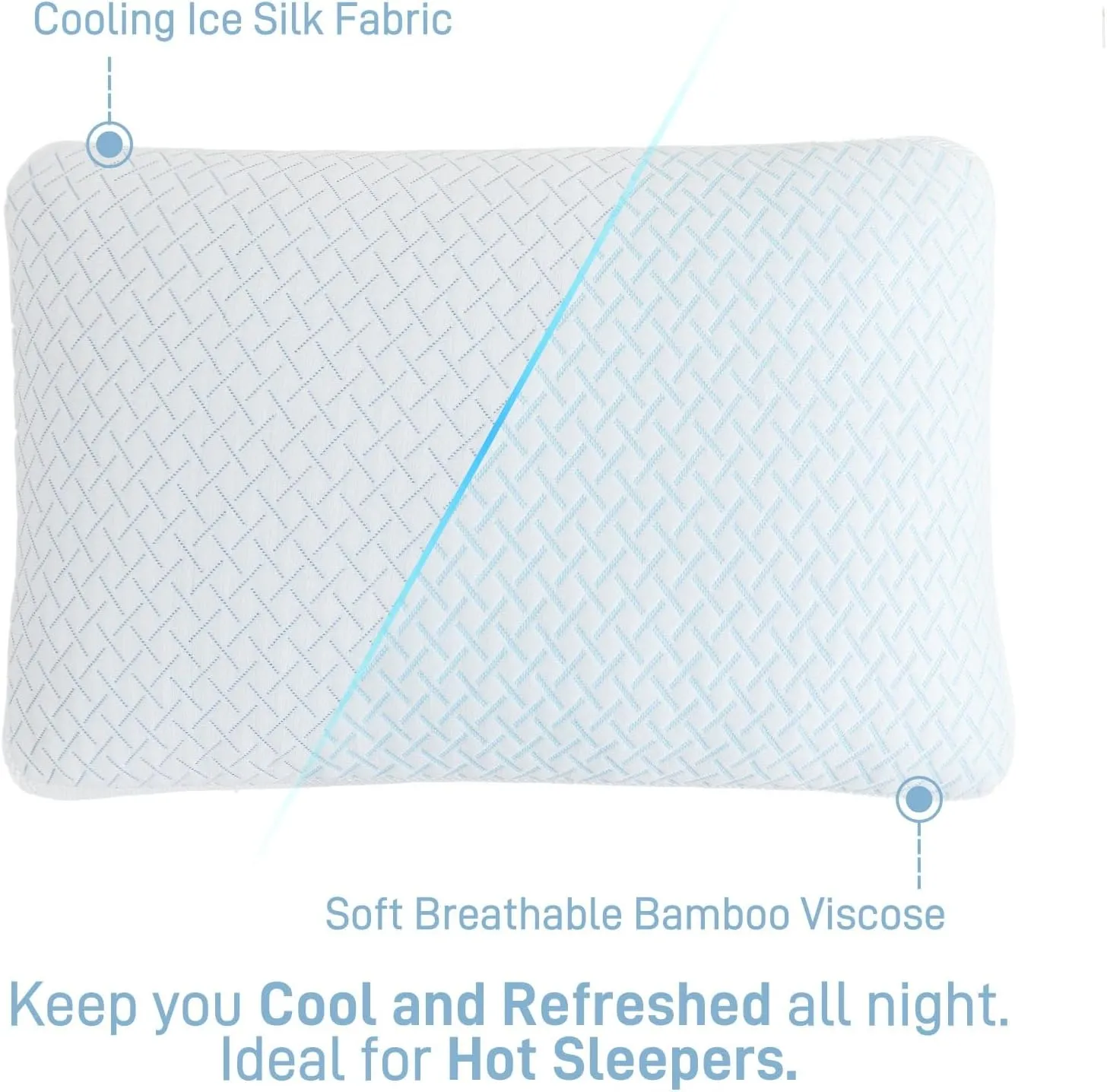 Shredded Memory Foam Cooling Soft Bamboo Viscose Pillows Queen Size Set of 2, Adjustable Hypoallergenic Hotel Quality Pillow for Side, Back and Stomach Sleeper, Oeko-TEX Certified