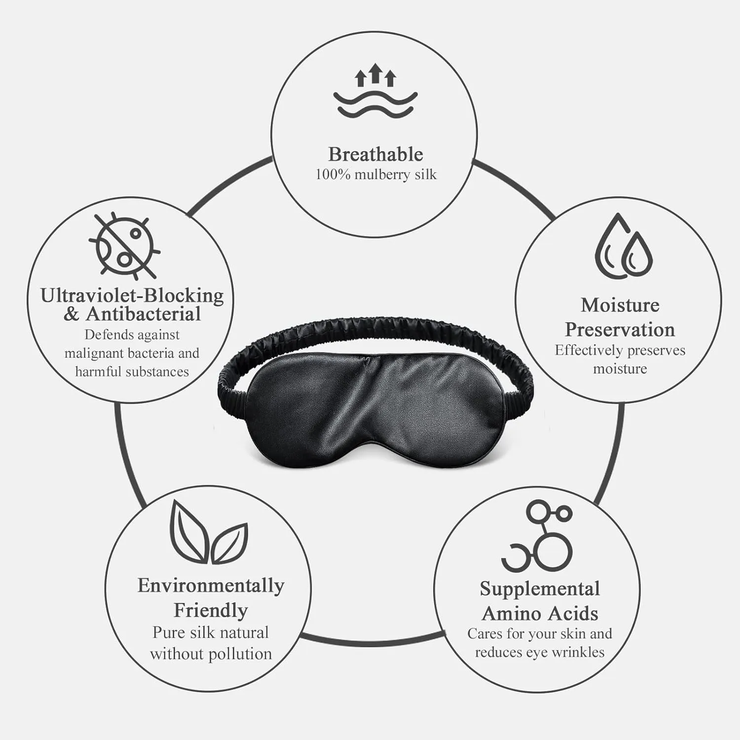 Silk Sleep Mask Eye Mask Blindfold with Double Layer Silk Filling and Elastic Strap for Full Night's Sleep, Travel and Nap, Soft Eye Cover Eyeshade with Luxury Bag and Ear Plugs by OLESILK (Black)