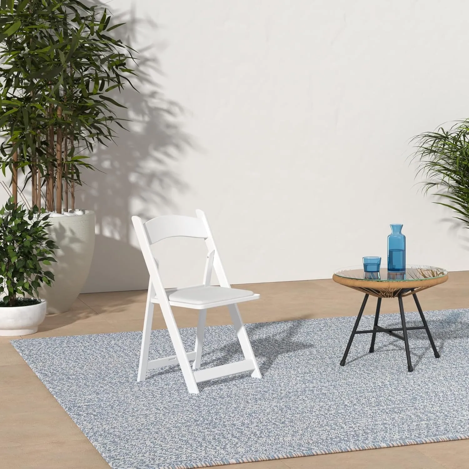 SIMPLEX 8 White Resin Folding Chairs - Comfortable White Foldable Chair - Stackable Chairs with Padded Seats - Indoor/Outdoor Folding Chairs for Events - Lightweight Foldable Chairs (8 Pack)