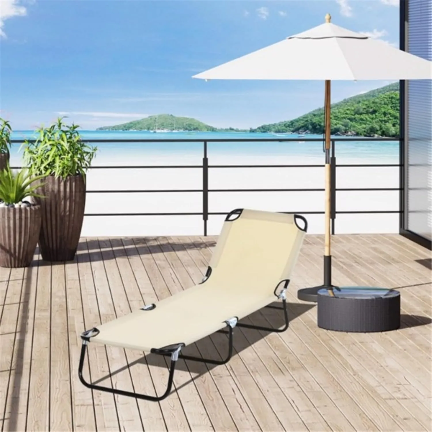 Single Beach Chair Outdoor Leisure Chair Folding Chair Camping Chair Reclining Chair Outdoor Scenery Chair, Suitable for Outdoor Camping