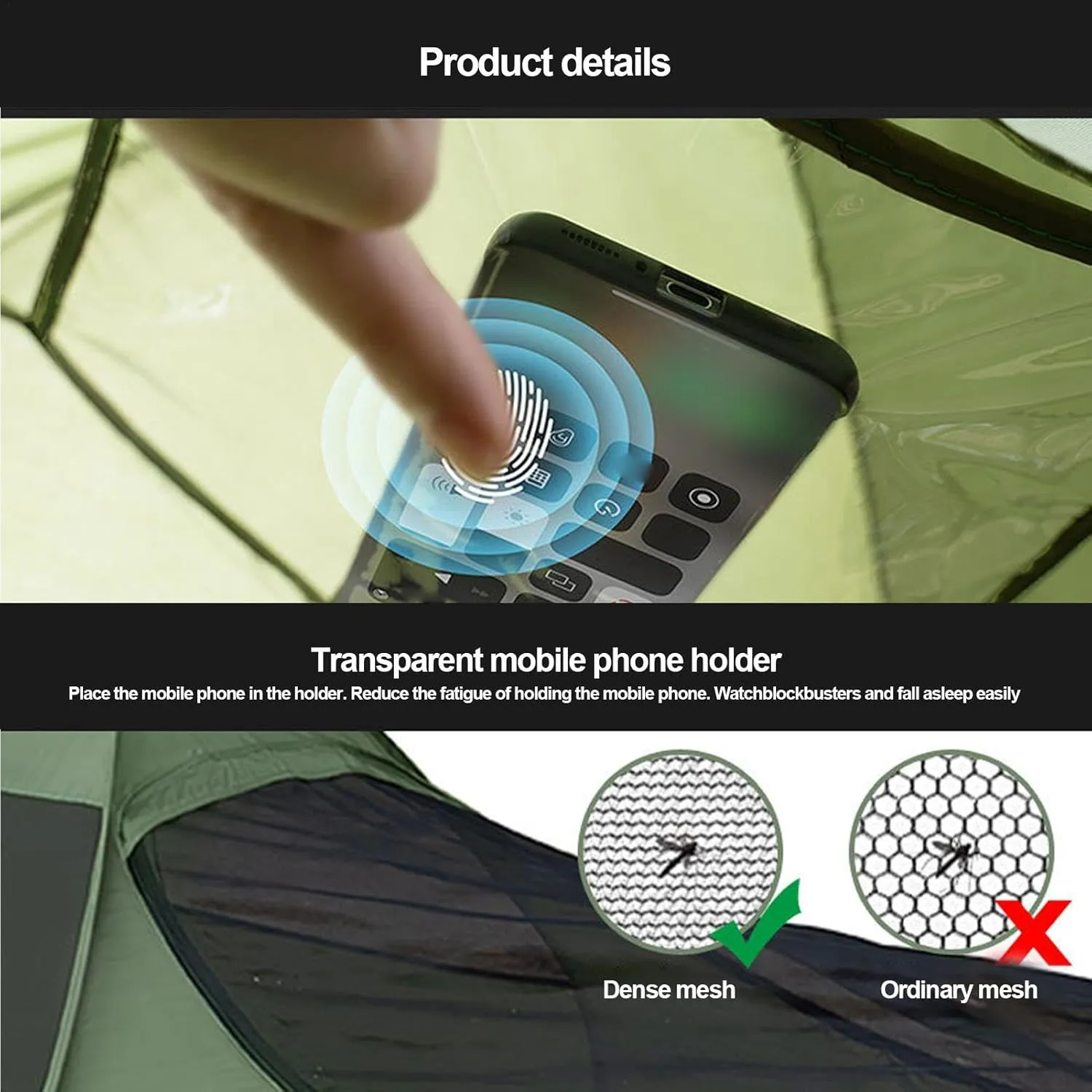 Single Person Pop Up Tent - Camping Net Tent, Foldable Pop-Up Single Bed | Instant Screen for Camping,Portable Double Zipper Bed Canopy, Large Space Mesh Camping Gear for Travel Outdoor Trip