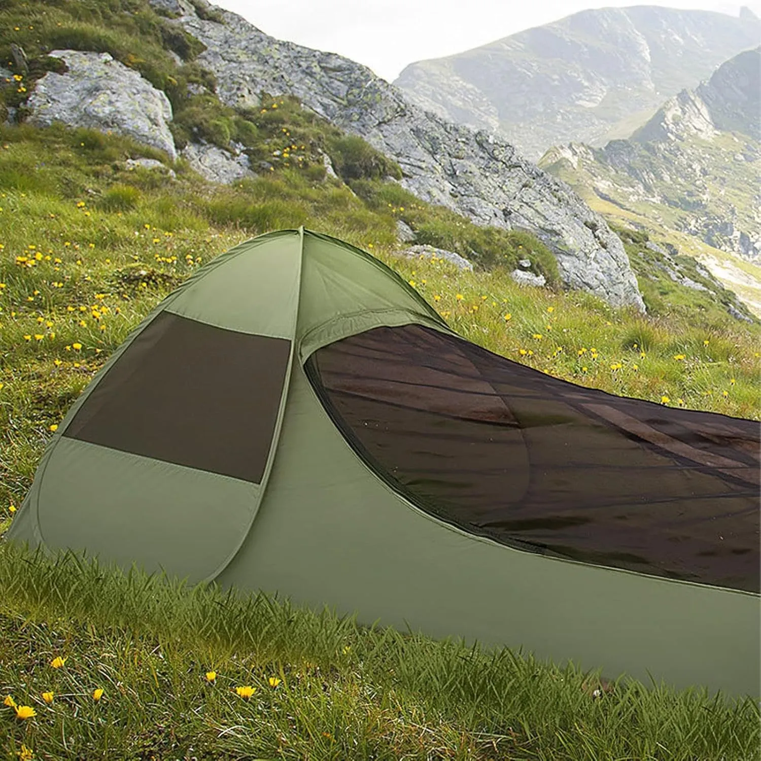 Single Person Pop Up Tent - Camping Net Tent, Foldable Pop-Up Single Bed | Instant Screen for Camping,Portable Double Zipper Bed Canopy, Large Space Mesh Camping Gear for Travel Outdoor Trip