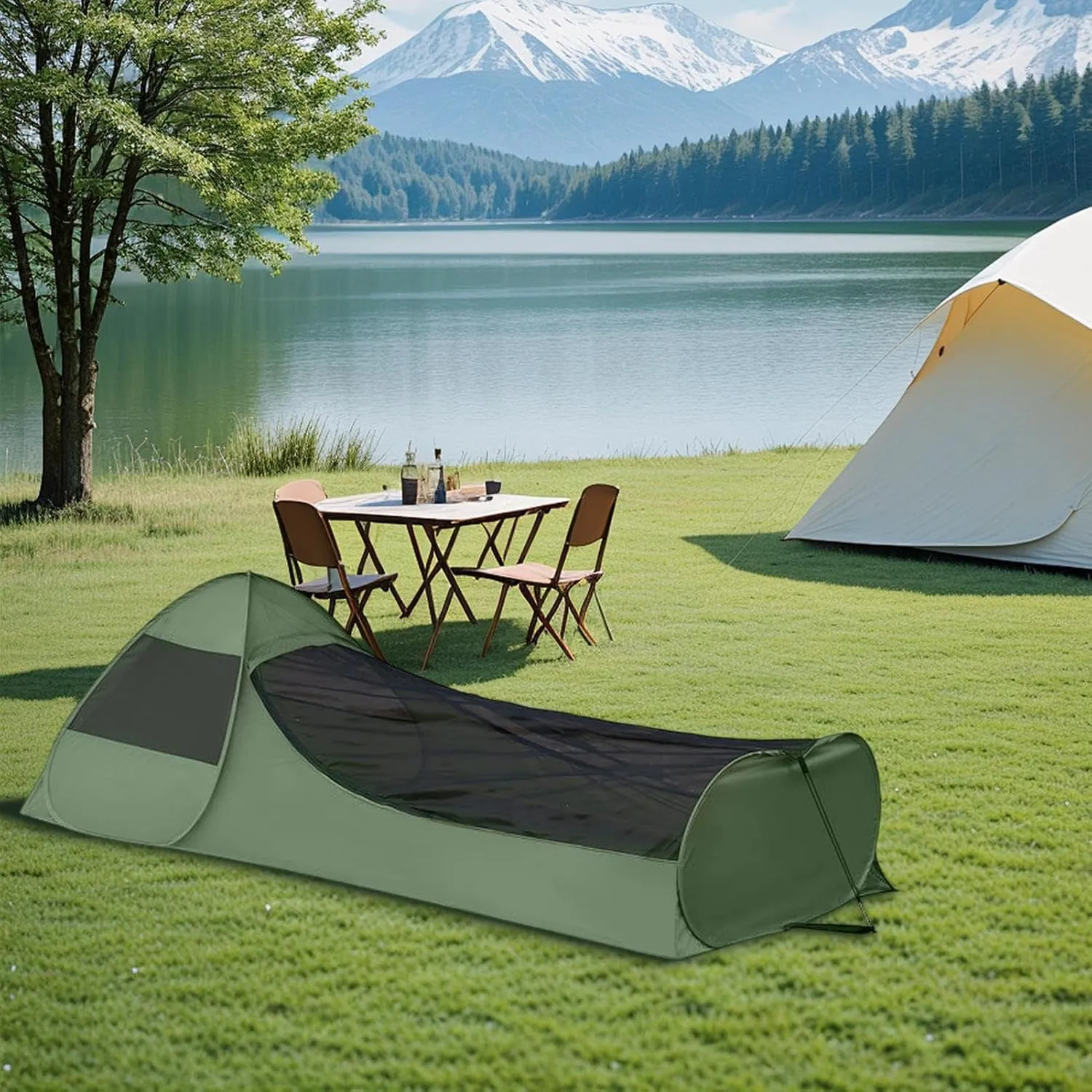 Single Person Pop Up Tent - Camping Net Tent, Foldable Pop-Up Single Bed | Instant Screen for Camping,Portable Double Zipper Bed Canopy, Large Space Mesh Camping Gear for Travel Outdoor Trip