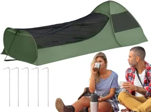Single Person Pop Up Tent - Camping Net Tent, Foldable Pop-Up Single Bed | Instant Screen for Camping,Portable Double Zipper Bed Canopy, Large Space Mesh Camping Gear for Travel Outdoor Trip