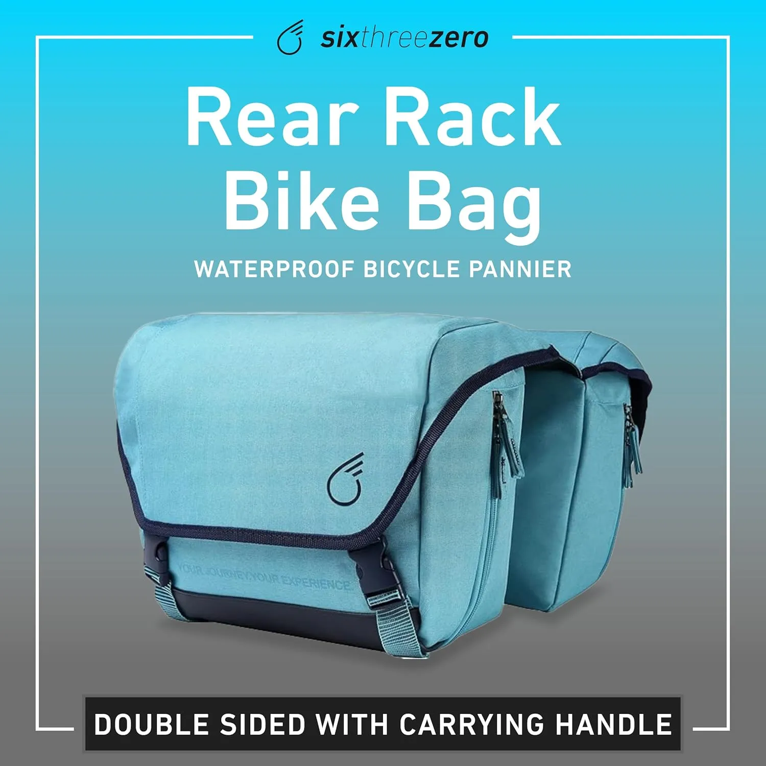 sixthreezero Dual Sided Bike Bag for Rear Rack, Waterproof Universal Bicycle Double Pannier Storage Bags, Cargo Trunk with Carry Handle