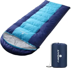 Sleeping Bag anngrowy Camping Sleeping Bags for Adults Kids Ultralight Emergency 4 Season Cold Warm Weather Waterproof Summer Winter Cotton Sleeping Bag for Outdoor Backpacking Mountaineering, Hiking