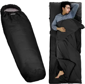 Sleeping Bag Liner and Mummy Sleeping Bag, Ideal for Backpacking, Hiking, Hotels and Hostels, Business Trips, Camping, Outdoor Activities