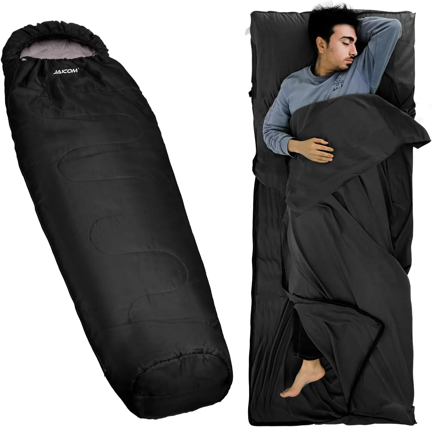 Sleeping Bag Liner and Mummy Sleeping Bag, Ideal for Backpacking, Hiking, Hotels and Hostels, Business Trips, Camping, Outdoor Activities