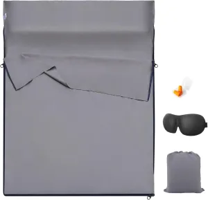 Sleeping Bag Liner,Adult Sleep Sack & Travel Sheets,Travel Sleep Sack for Backpacking, Hotels & Hostels - Lightweight Single & Double Travel Sheet Camping Sheets,Has Full Length Zipper