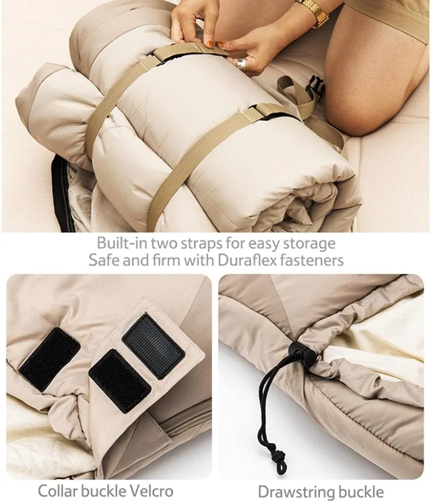 Sleeping Bag, Ultra Warm & Lightweight Sleeping Bags for Adults, with Zippered Holes for Arms and Feet, Envelope Sleeping Bags 200cm*95cm, for Camping, Backpacking, Hiking-1.6kg_Brown Super