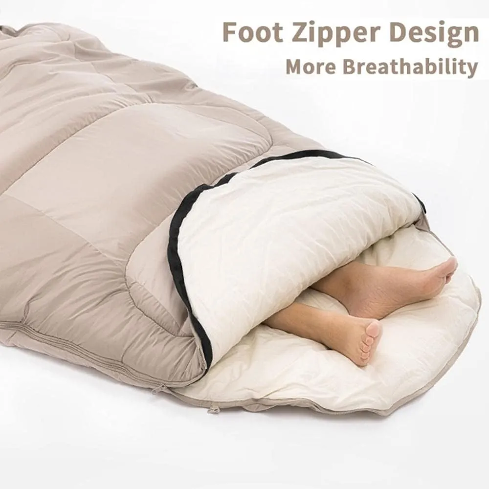 Sleeping Bag, Ultra Warm & Lightweight Sleeping Bags for Adults, with Zippered Holes for Arms and Feet, Envelope Sleeping Bags 200cm*95cm, for Camping, Backpacking, Hiking-1.6kg_Brown Super