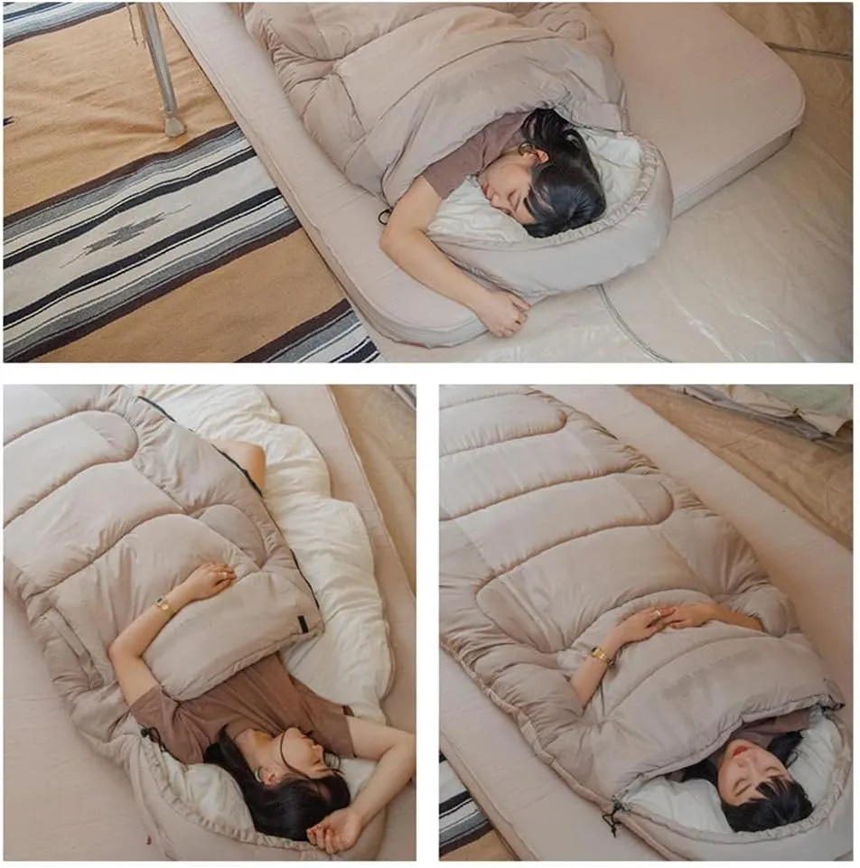 Sleeping Bag, Ultra Warm & Lightweight Sleeping Bags for Adults, with Zippered Holes for Arms and Feet, Envelope Sleeping Bags 200cm*95cm, for Camping, Backpacking, Hiking-1.6kg_Brown Super