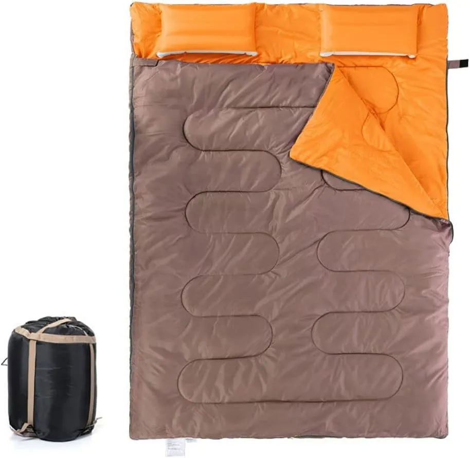 Sleeping Bags 2 Person Winter Sleeping Bag Inflatable Ultra Light Cotton Down Padding Outdoor Sleeping Bag