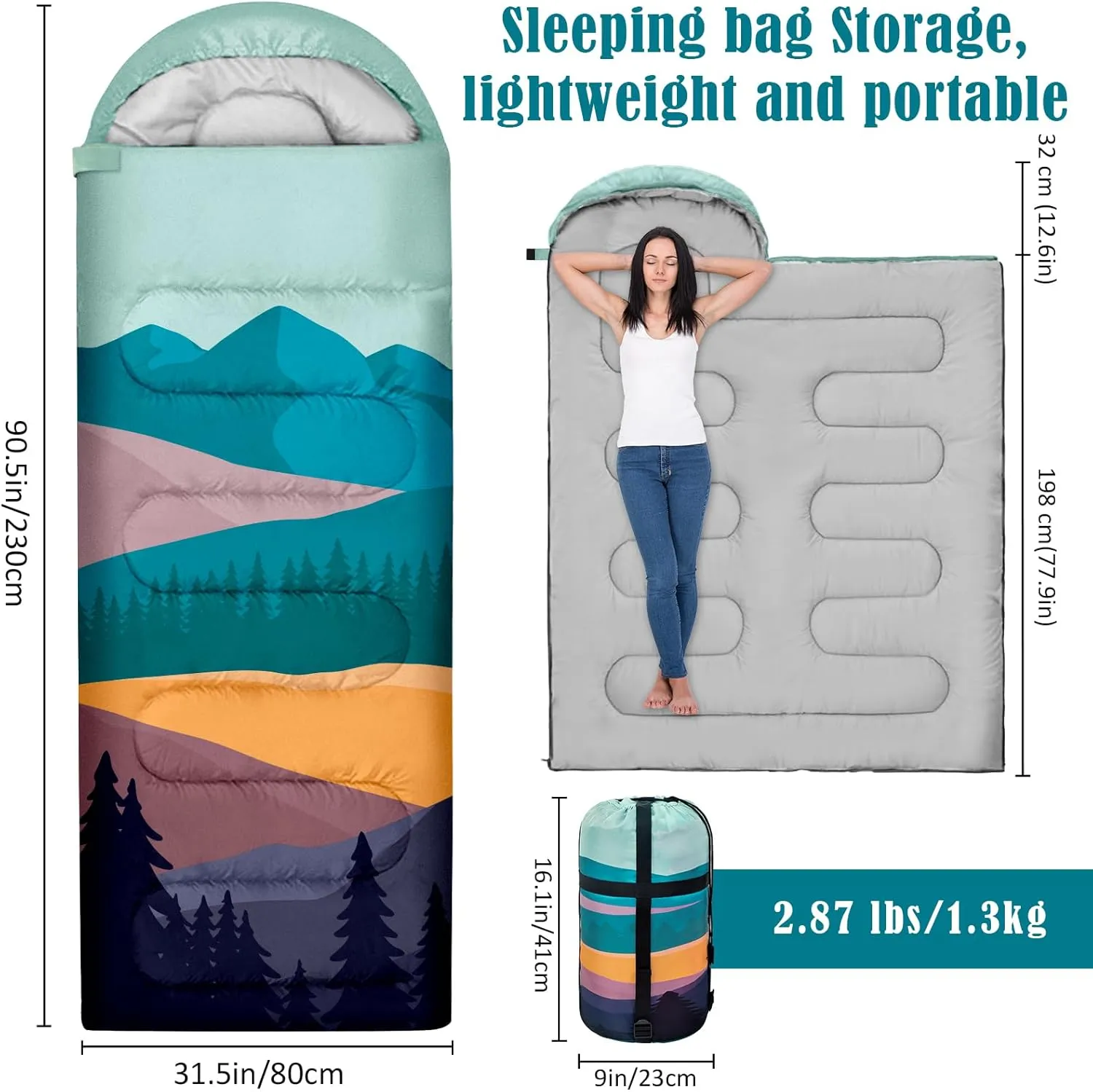 Sleeping Bags for Adults Kids,3 Seasons Cold Warm Weather Waterproof Lightweight Camping Sleeping Bags for Men and Women,Camping Outdoor Travel