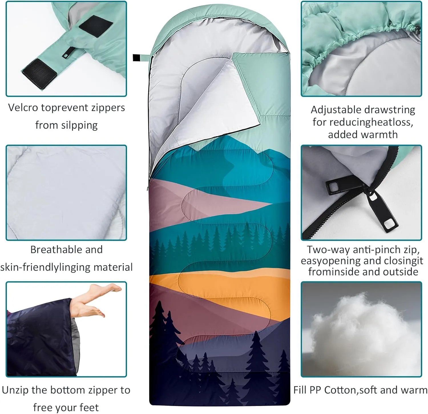 Sleeping Bags for Adults Kids,3 Seasons Cold Warm Weather Waterproof Lightweight Camping Sleeping Bags for Men and Women,Camping Outdoor Travel