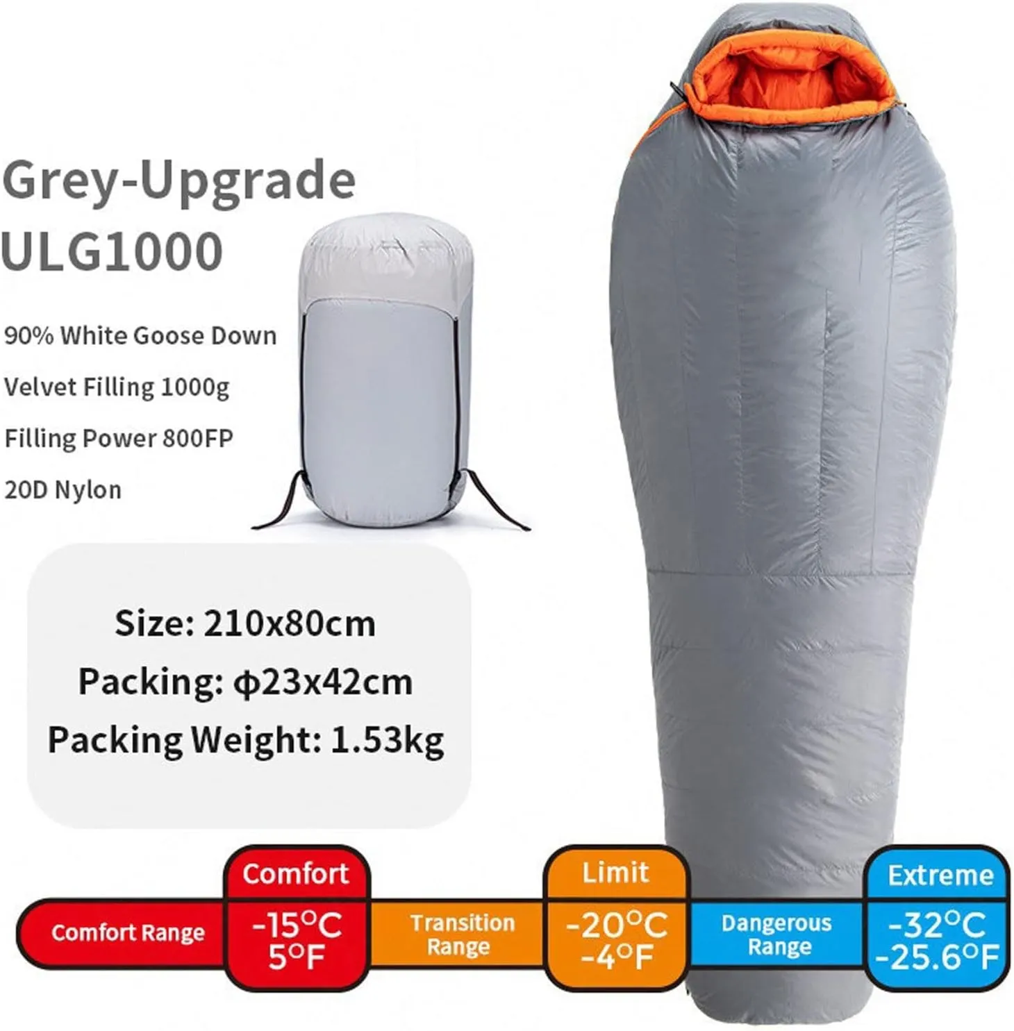 Sleeping Bags Winter Goose Down Mummy Sleeping Bag 20D Nylon Waterproof Warm Portable Travel Camping Sleeping Bag